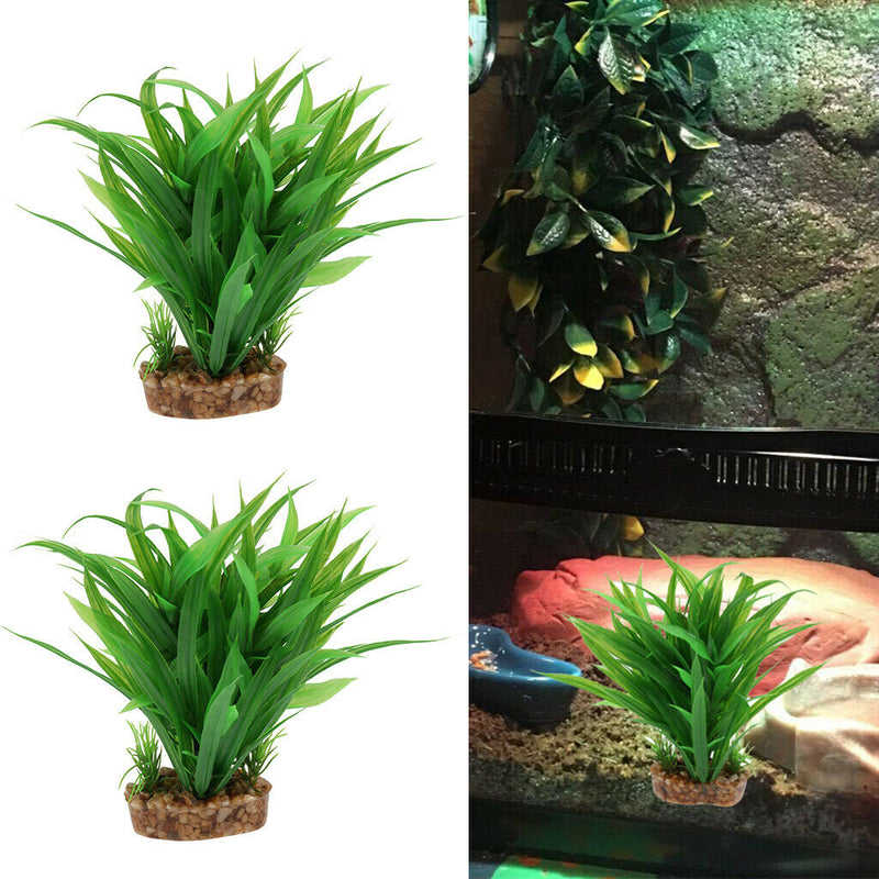 2 Pcs Plastic Terrarium Plant Decorative Ornament For Reptiles Amphibians
