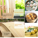 2PCS Bamboo Steamer Lid Round Dim Sum Meat Seafood Buns Steamer Lid 10.2inch