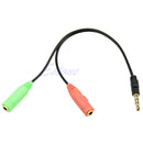 PC Headset To Smartphone Dual Adapter 3.5mm Female to 3.5mm Male Cable Splitter