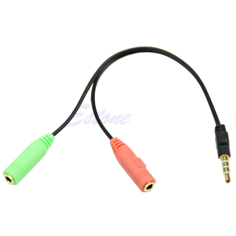 PC Headset To Smartphone Dual Adapter 3.5mm Female to 3.5mm Male Cable Splitter