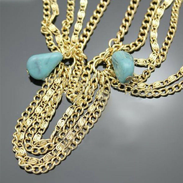 Women Charm Bohemian Hair Crown Cuff Headband Headwrap Headdress Chain Del