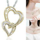 Delicate Zircon Footprint 2 Hearts Pendant Necklace for Couple Fashion Jewe R7R2