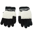 Women Winter Sweet Panda Design Touchscreen Gloves Black White A6C5