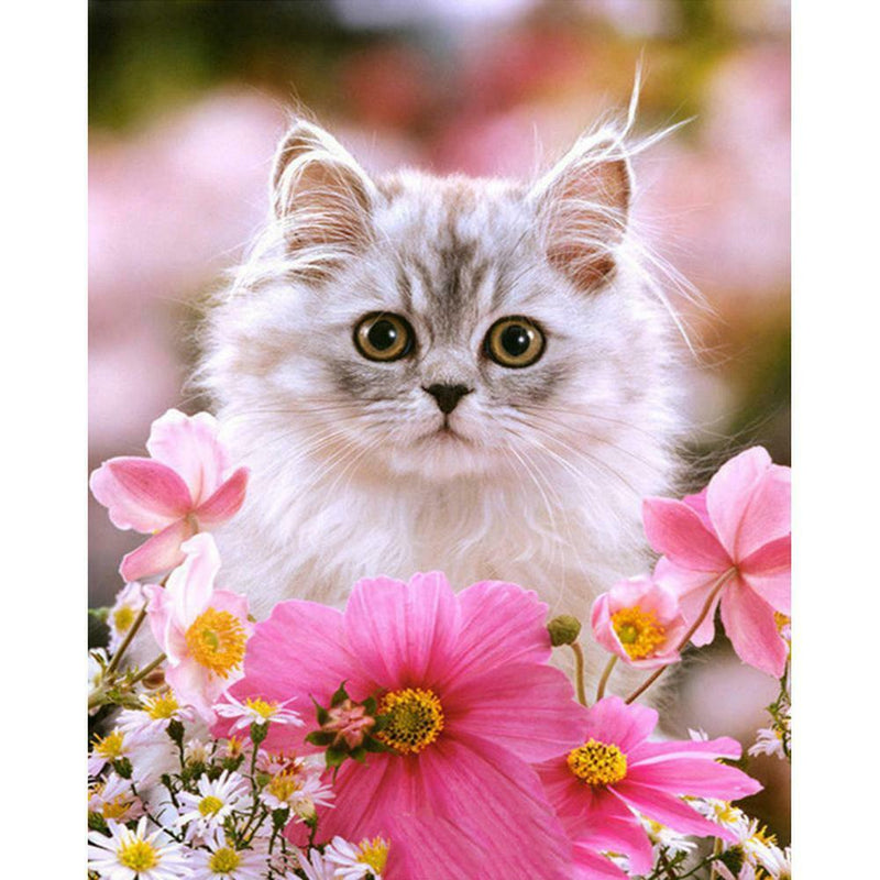 5D DIY Full Drill Diamond Painting Kitten Cross Stitch Embroidery Mosaic