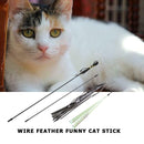 4pcs/set Cat Stick Teaser Wand Kitten Interactive Toys w/Replacement Head