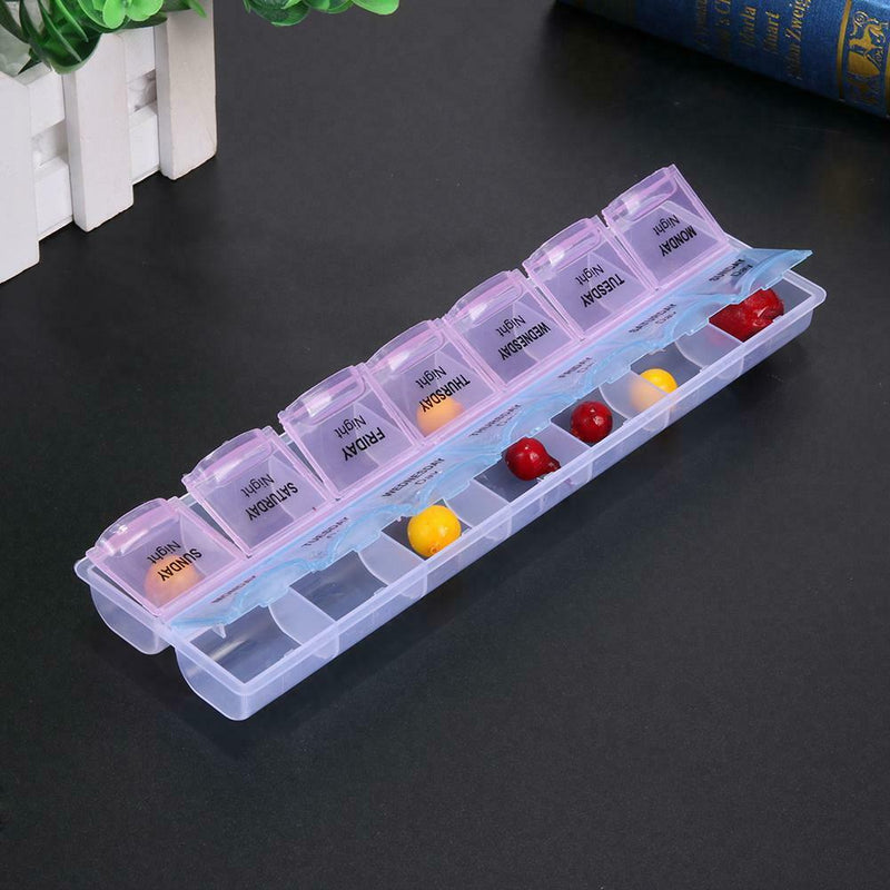2Row 14Grid Portable Medicine Box Holder Storage Container Pill Case