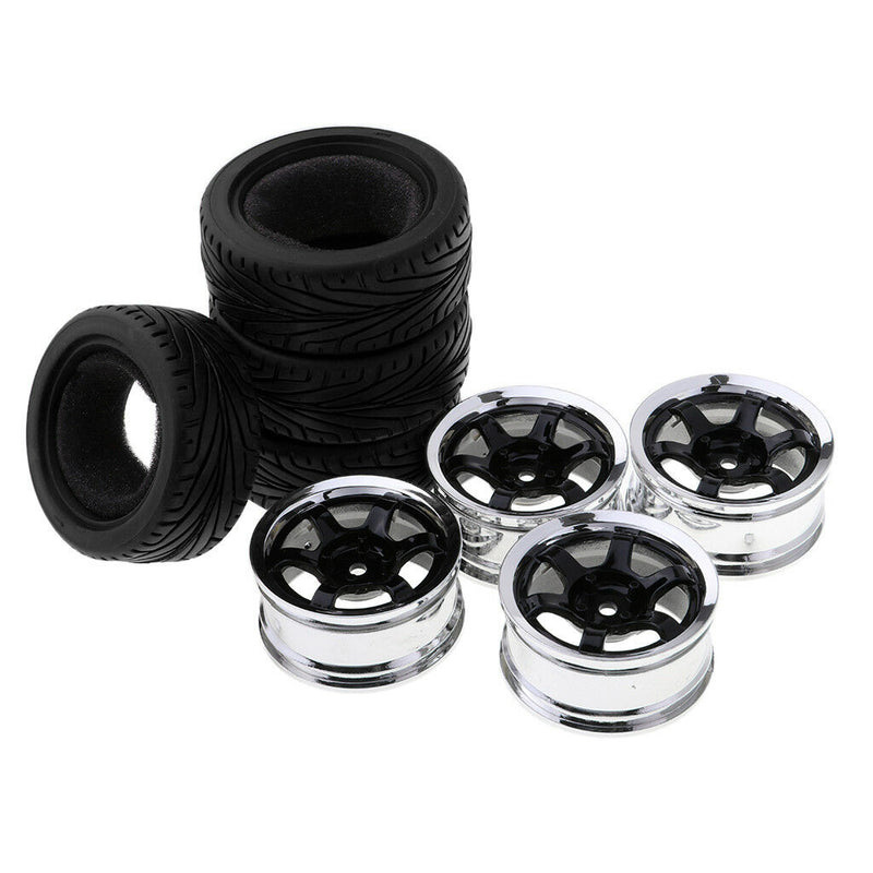 4pcs RC Flat Racing Tires Tyre Wheel Rim For HSP HPI 1:10 On-Road Car 6017