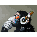 Painting By Numbers Kit DIY Music Monkey Canvas Oil Art Picture Home Decor A