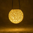 LED Solar Powered Light Garden Patio Party Decor Rattan Ball Lamp Warm Light