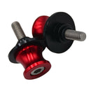 2Pcs 8mm Motorcycle CNC Pair Red Swing Arm Sliders Stand Screws Universal