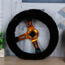 Black Soft Elastic Winter Warm Plush Steering Wheel Cover Auto Car Accessory