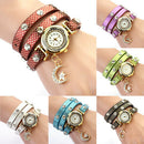 Women's Multilayer Faux Leather Band Star Moon Pendant Bracelet Wrist Watch Hot