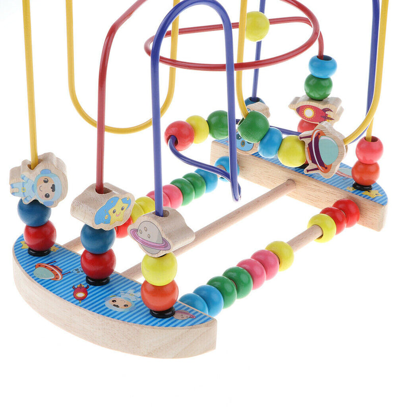 Wooden Space Bead Maze Roller Coaster, Activity Cube Educational Abacus Beads