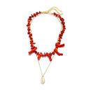 Ethnic Style Geometric Imitation Stone Red Necklace Conch Pendant Two-Piece