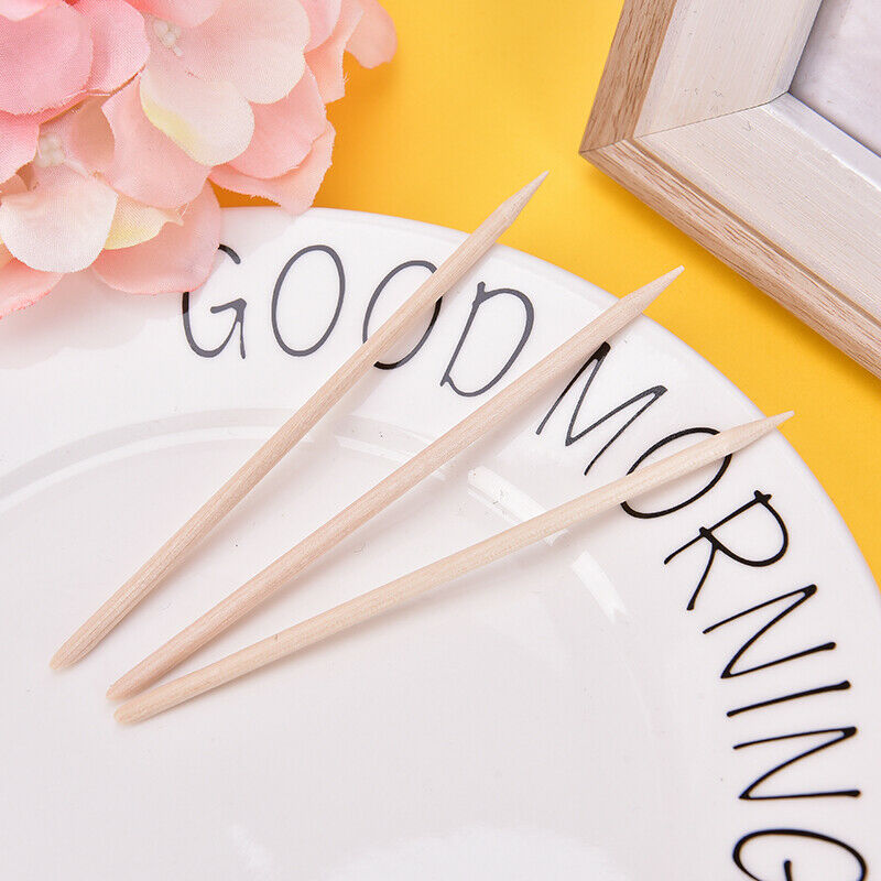 50Pcs Orange Wood Sticks for Nail Art Cuticle Pusher Remover Manicure To Ew