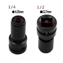 2x Black 1/2'' to 1/4'' Drive Hex Shank Converter Quick Release Chuck 50mm