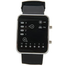 Unisex Silicone Sport Watch Red LED Digital Binary Wrist Sport Item Color:b I5G5