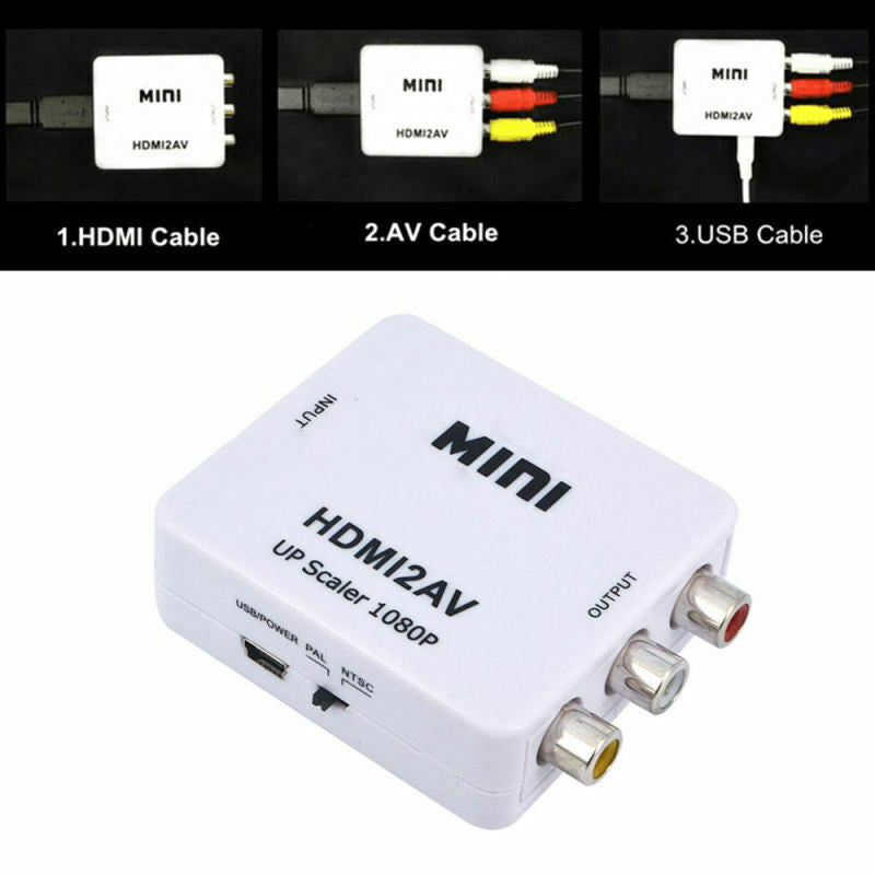 1Pc New Mini HD AV2VGA Video Converter Box AV RCA CVBS to VGA Video HDTV Adapter