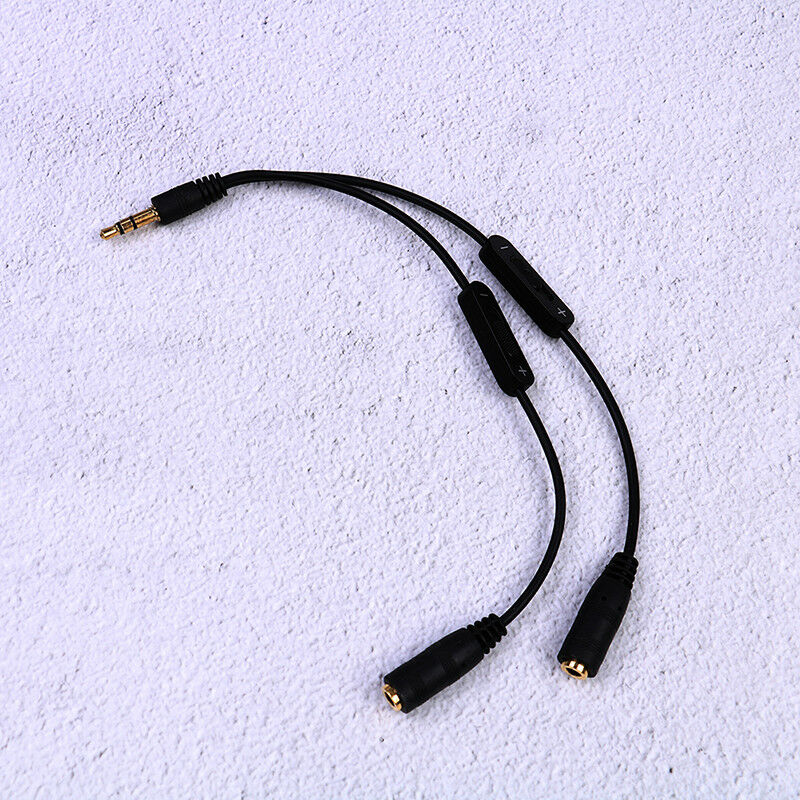 3.5mm stereo headphone audio male to 2 female y splitter cable w/ volume contrJR