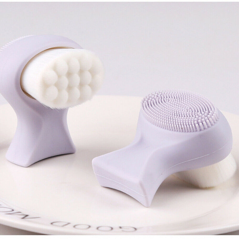 Portable Silicone Facial Cleansing Brush Double-side Massage Skin Care Tool