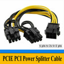 PCI-E 6-pin to 2x 6+2-pin (6-pin/8-pin) Power Splitter Extension Cable Express ^