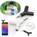 2pcs 3.5mm Stereo Audio Jack Earphone Headphone 2 Way Y Splitter Adapter Keyring