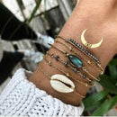 6pcs Turquoise Shell Bracelet Boho Moon Charm Bangles Women Jewelry Gift