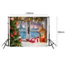Christmas Background Cloth Party Snow Santa Claus Tree Photographic Family Decor
