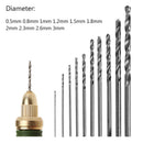 10Pcs 0.5-3mm HSS White Steel Twist Drill Bit Set For Electric Grinding Drilling