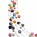 Gorgeous Beaded Multi Strand Necklace and Drop/Dangle Earring Set-Multicolo