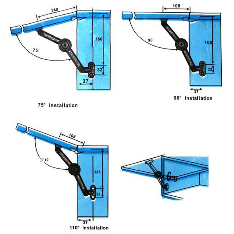 1 set Rotatable Replacement Door Cabinet Lid Support Hinge StayOZ