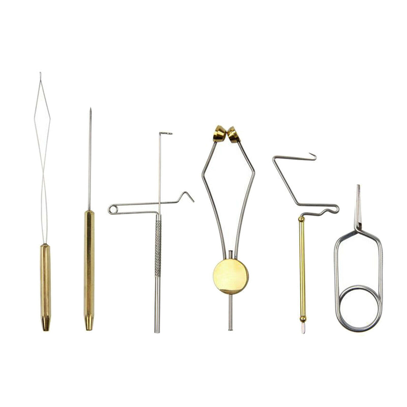 6pcs Fly Tying Tools Vise Fishing Rotary Whip Finisher Half Hitch Bobbin Thread