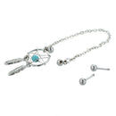 Star Cuff Ear Piercing Cartilage Stud Dangle Earring--Blue