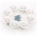 8 x handle button White Rose decoration door drawer furniture C2X1