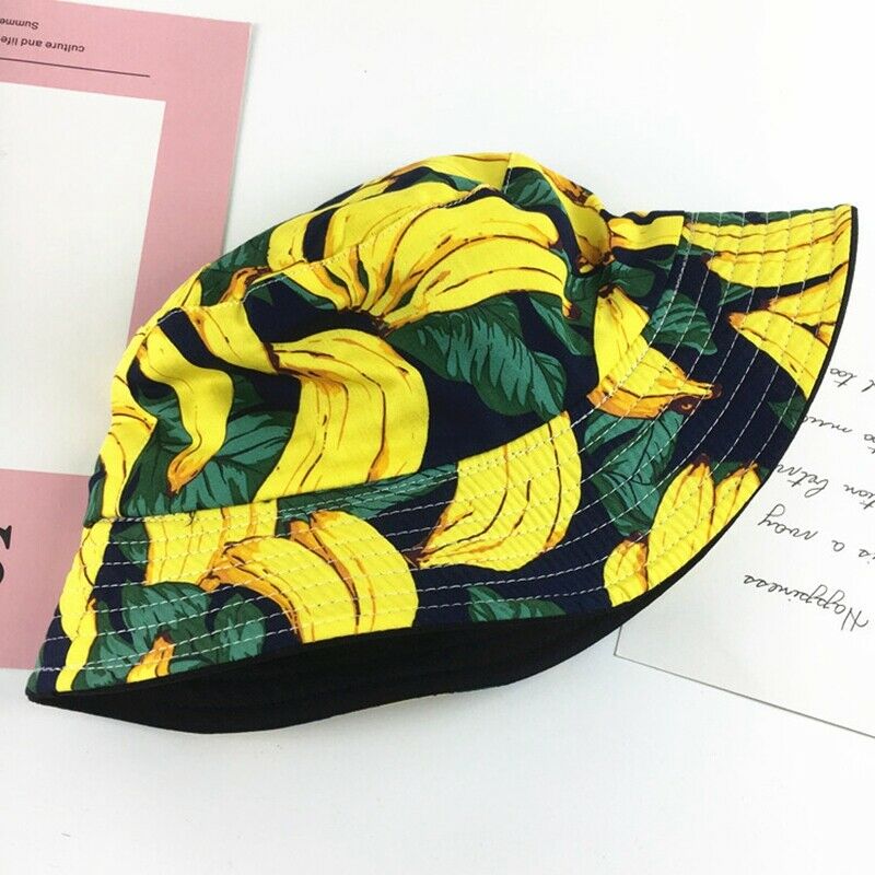 5X(Bucket Hat Two Side Reversible Fruit bucket hat for men women Summer Bu Q7F5)