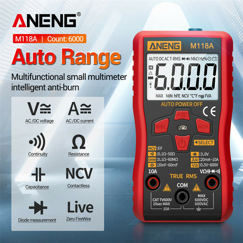 M118A Digital Multimeter True RMS AC/DC Voltage Current Meter NCV Tester