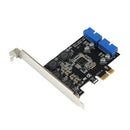 PCIe Dual Port 19pin USB Header Card Controller Support Low Profile Bracket