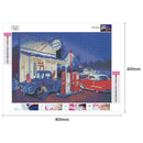 5D DIY Full Drill Square Diamond Painting Gas Station Cross Stitch Mosaic