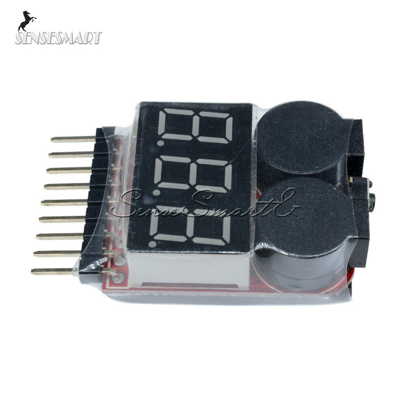 1-8S Lipo/Li-ion/Fe Battery Voltage 2IN1 Tester Low Voltage Buzzer Alarm New