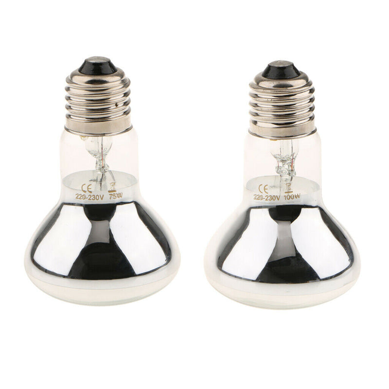 2 Pcs Heat Basking Lamp Reptile Infrared Heater Reptile Supplies 75W/100W