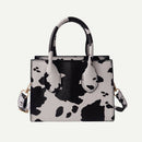 Women Handbag Animal Pattern PU Shoulder Portable Messenger Bag (White)