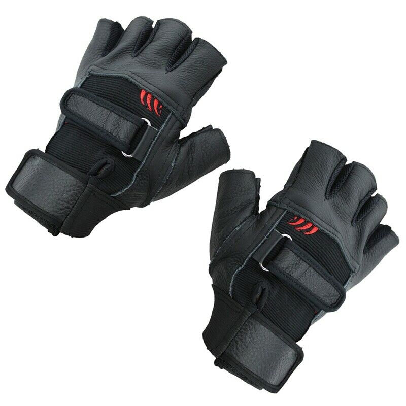 Pair of Black Stylish Leather Fingerless Gloves For Men S8G7