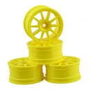 4PCS RC Yellow Wheel Rim with 10-Spoke Plastic DIA 52mm Fits for 1/10 On-ro