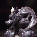 Glazed Chinese Dragon Backflow Incense Burner Cones Stick Holder Ornament a