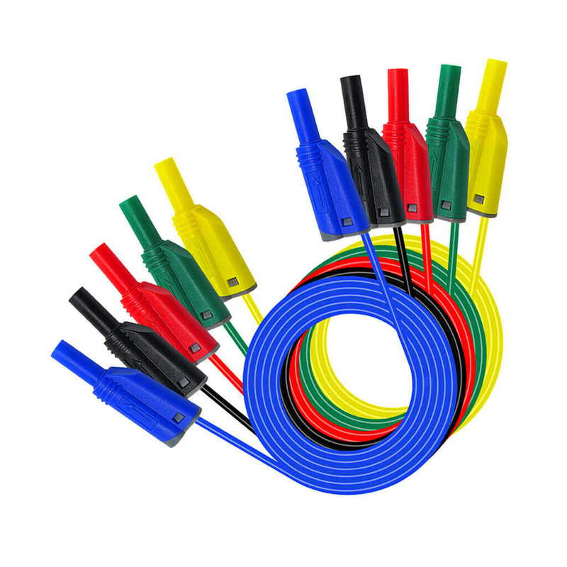 Pack of 5Pcs 4mm Stackable Banana Plug Wire Silicone Test Cable Lead for