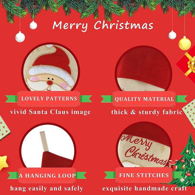 Lovely Christmas Stockings Set of 3 Santa, Snowman, Reindeer, Xmas Characte Y1H8