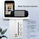 Multi Plugs Socket Shelf 8 Port Surge Protector 6 Wall USB Extenders 2 Outl X4Q3