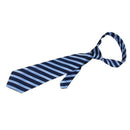 Men's White Blue Oblique Striped Adjustable Neckwear Tie