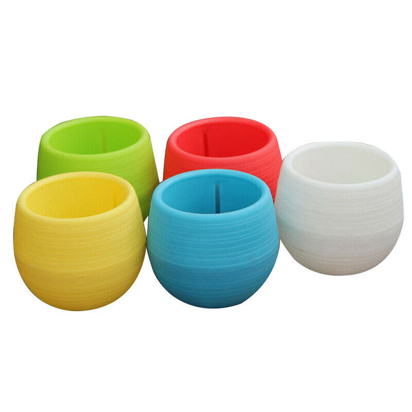 5pcs Round Plastic Plant Flower Succulents Pot Vase Container Boxes Garden