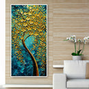 DIY Diamond Painting Golden Flower Tree Full Round Rhinestone Picture Decor